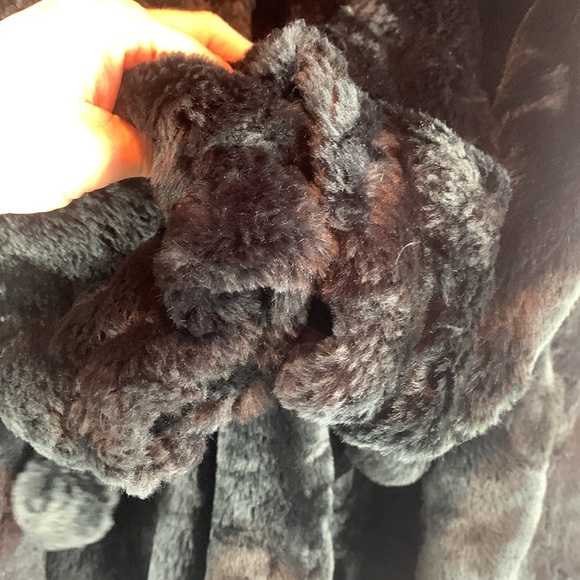 Elevenses Jacket Women 6 Black Anthropologie Faux Fur Bomber Overcoat Lined - Picture 7 of 14